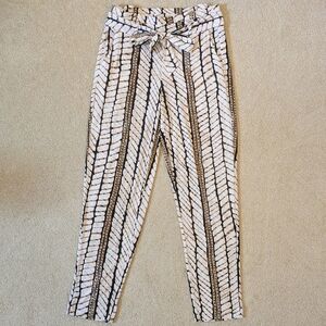 White House Black Market White & Brown Matte Jersey High-Rise Dress Pants Sz XS